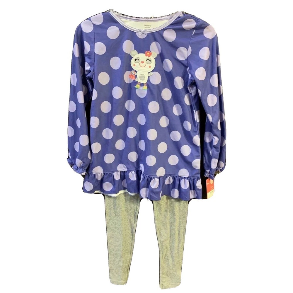 Carter's Girls Sleepwear 10 New with tags Purple Polka Dotted Gray Soft Cute